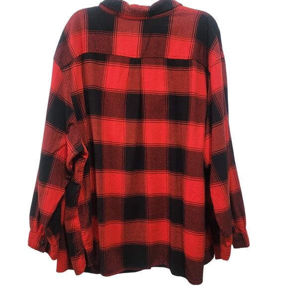 Ava & Viv Womens Black Red Buffalo Check Flannel Long Sleeve Top 3X - Picture 7 of 7
